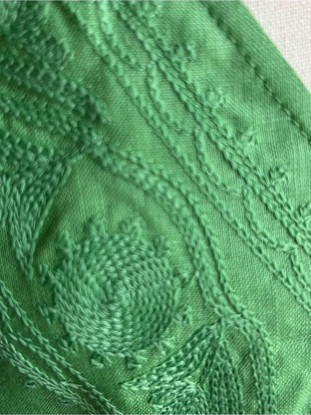 Carole Little Green Top 2X Solid Embroidered Vneck 3/4 Slv Pullover Shirt - Picture 3 of 10